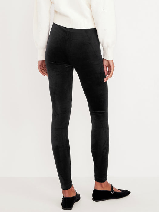 High-Waisted Velvet Ankle Leggings