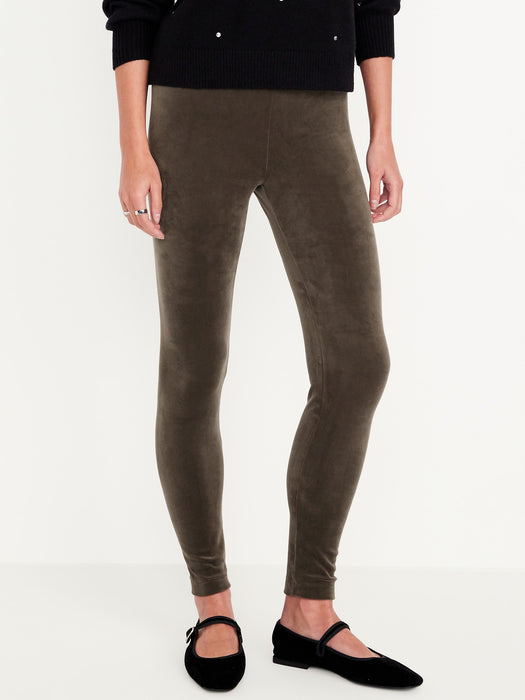 High-Waisted Velvet Ankle Leggings