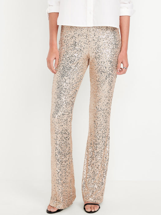 High-Waisted Sequin Flare Pants