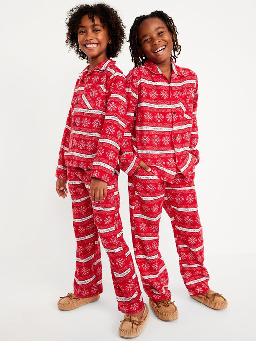 Gender-Neutral Printed Button-Front Pajama Set for Kids