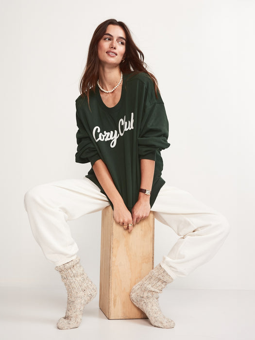 SoComfy Graphic Drop-Shoulder Crew-Neck Sweatshirt