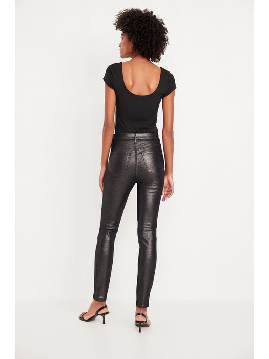 High-Waisted Shine Rockstar Super-Skinny Jeans