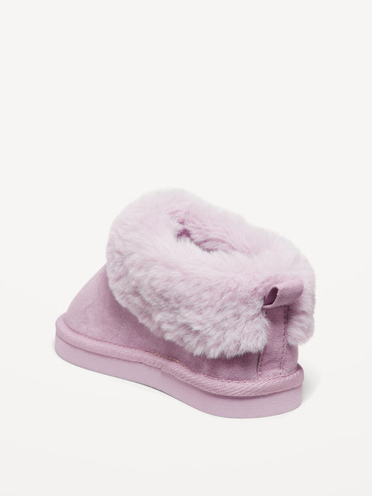Faux-Suede Faux-Fur Lined Mini Boots for Toddler Girls