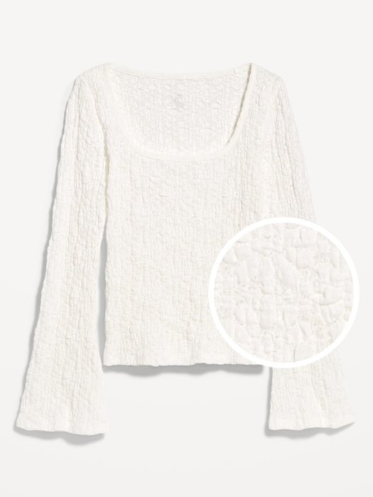 Textured Lace Scoop-Neck Top