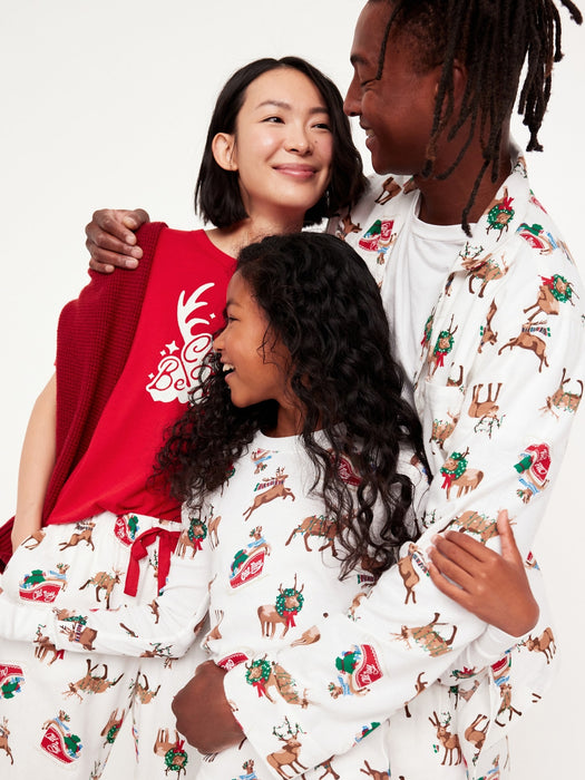 Gender-Neutral Printed Button-Front Pajama Set for Kids