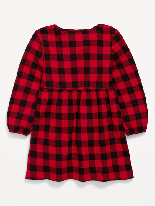 Long-Sleeve Thermal-Knit Dress for Toddler Girls