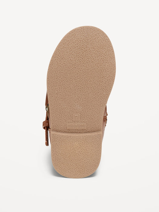 Tall Faux-Leather Buckled Boots for Toddler Girls