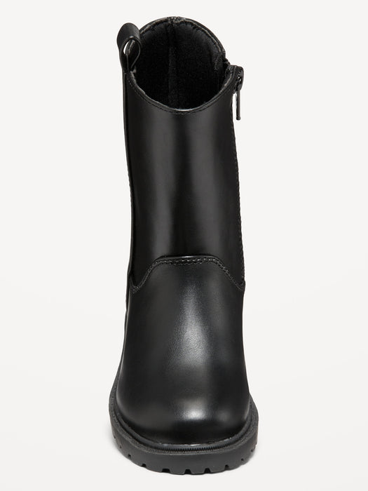 Tall Faux-Leather Side-Zip Boots for Toddler Girls