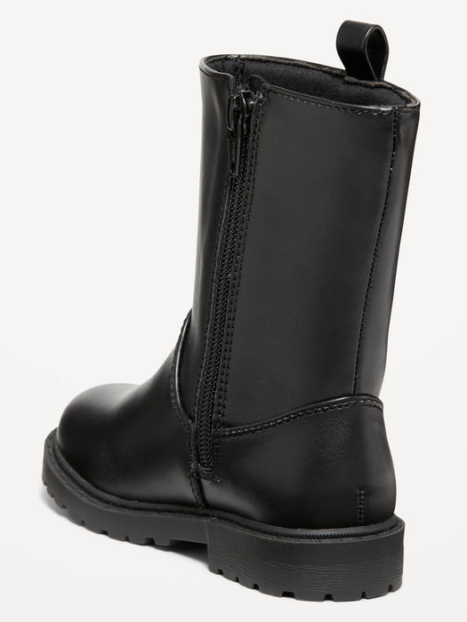Tall Faux-Leather Side-Zip Boots for Toddler Girls