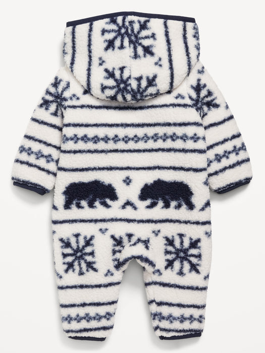 Printed Sherpa Hooded One-Piece for Baby
