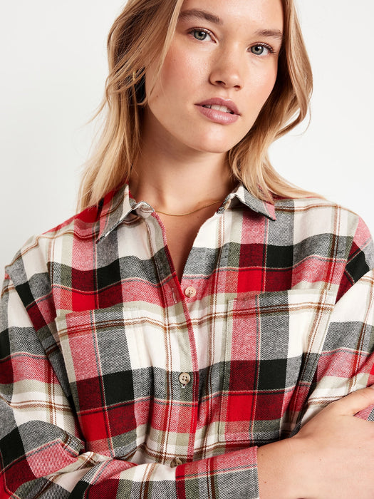 Flannel Boyfriend Button-Down Shirt