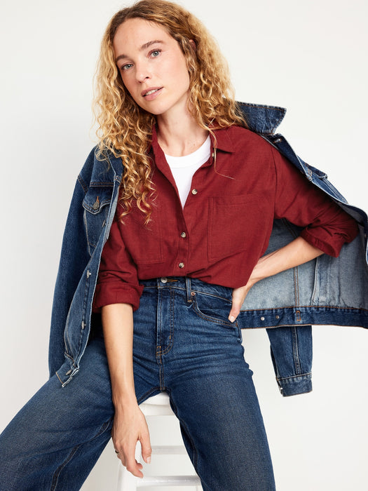 Flannel Boyfriend Button-Down Shirt