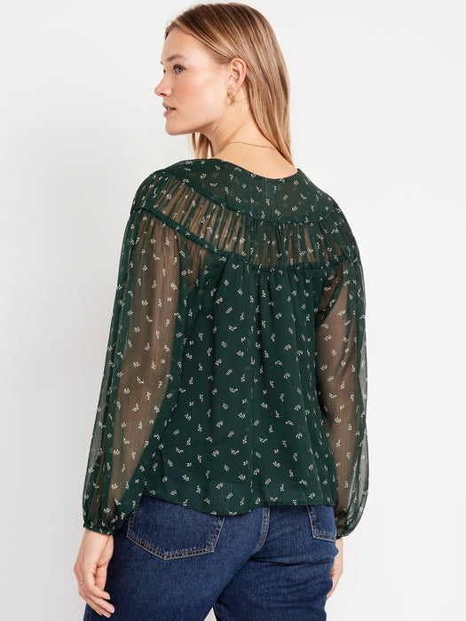 Tie-Front Chiffon Top