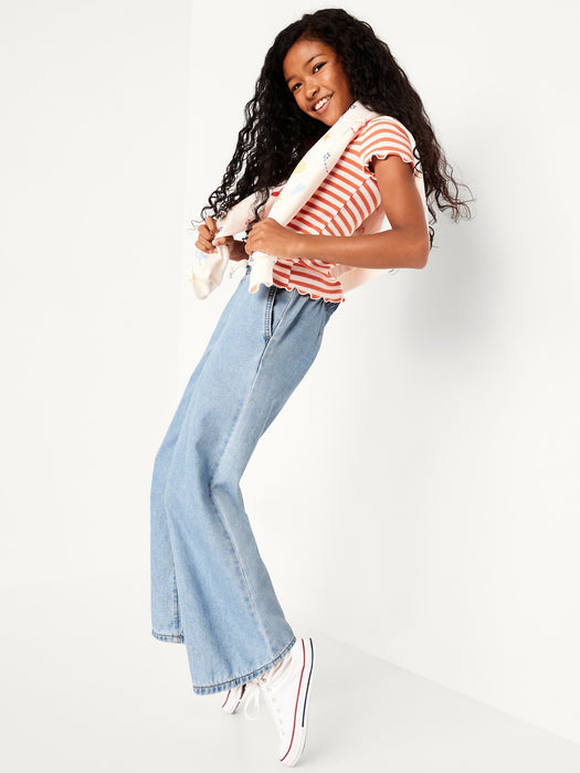 High-Waisted Baggy Wide-Leg Pull-On Jeans for Girls