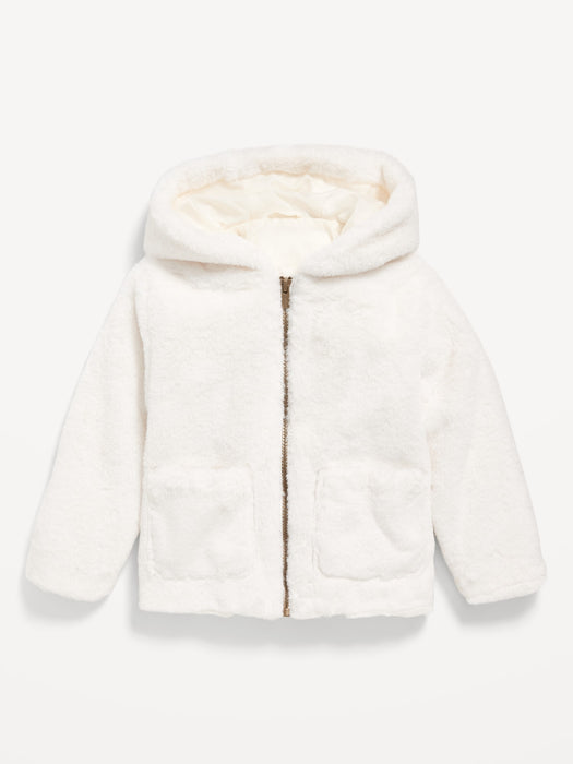 Faux-Fur Full-Zip Hooded Jacket for Toddler Girls