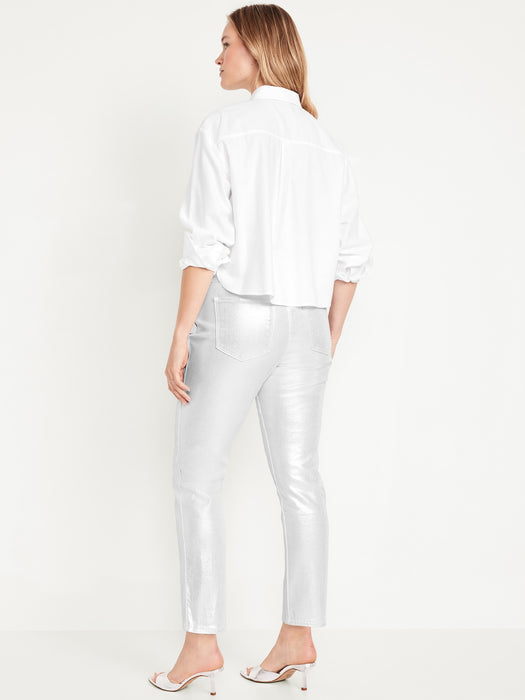 High-Waisted Silver Shine Vintage Slim Jeans