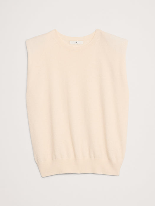 Cashmere Padded-Shoulder Top