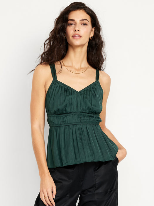 Waist-Defined Satin Top