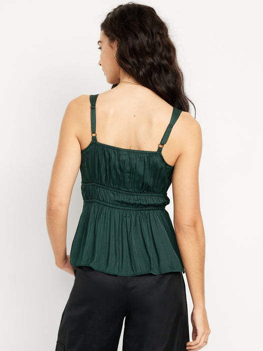Waist-Defined Satin Top