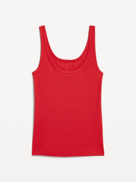 First-Layer Ribbed Scoop-Neck Tank Top