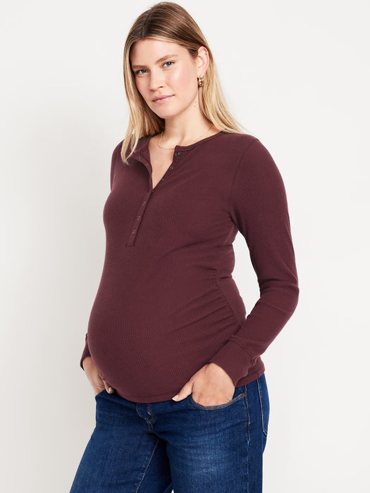 Maternity Long-Sleeve Henley T-Shirt