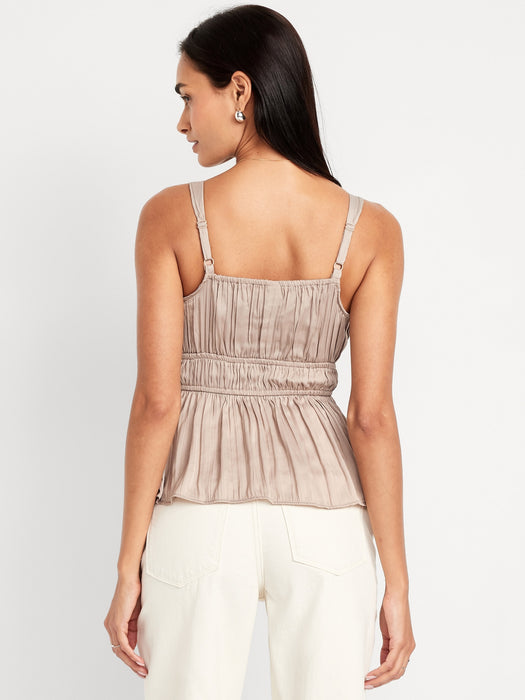 Waist-Defined Satin Top