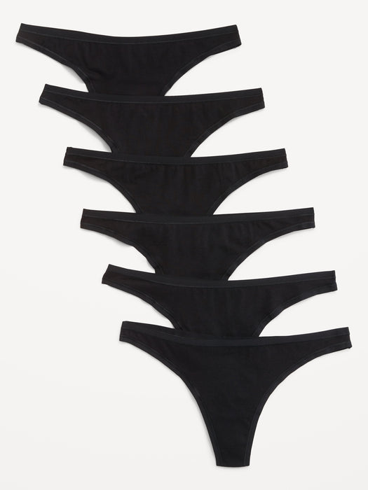 6-Pack Low-Rise Everyday Cotton Thongs