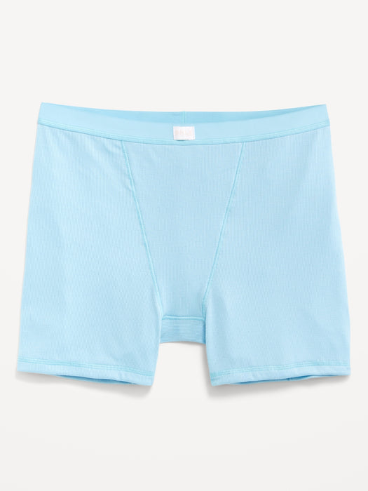 High-Waisted Ribbed Boyshort Briefs -- 3-inch inseam