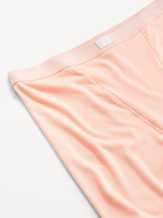 High-Waisted Ribbed Boyshort Briefs -- 3-inch inseam