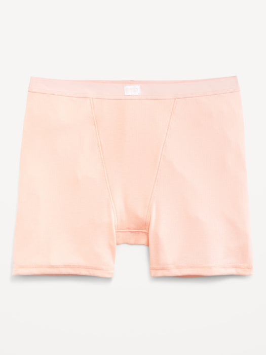 High-Waisted Ribbed Boyshort Briefs -- 3-inch inseam