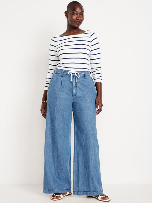 High-Waisted Super Wide-Leg Drapey Jeans