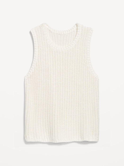 Sleeveless Open-Stitch Sweater