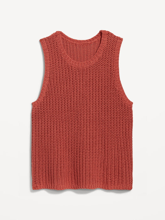 Sleeveless Open-Stitch Sweater