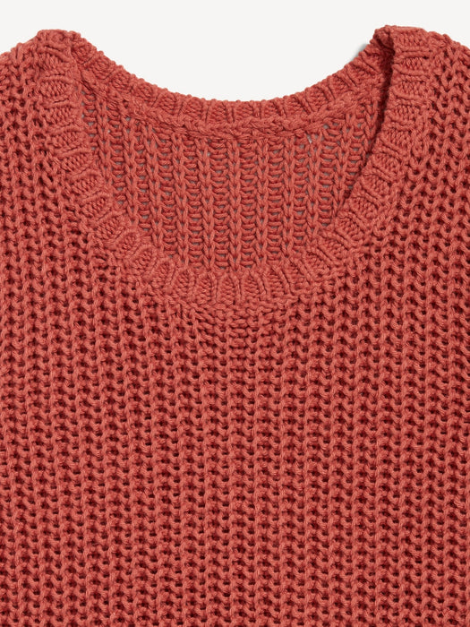 Sleeveless Open-Stitch Sweater