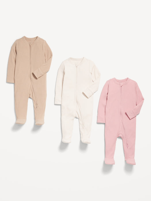 2-Way-Zip Sleep & Play Footed One-Piece 3-Pack for Baby
