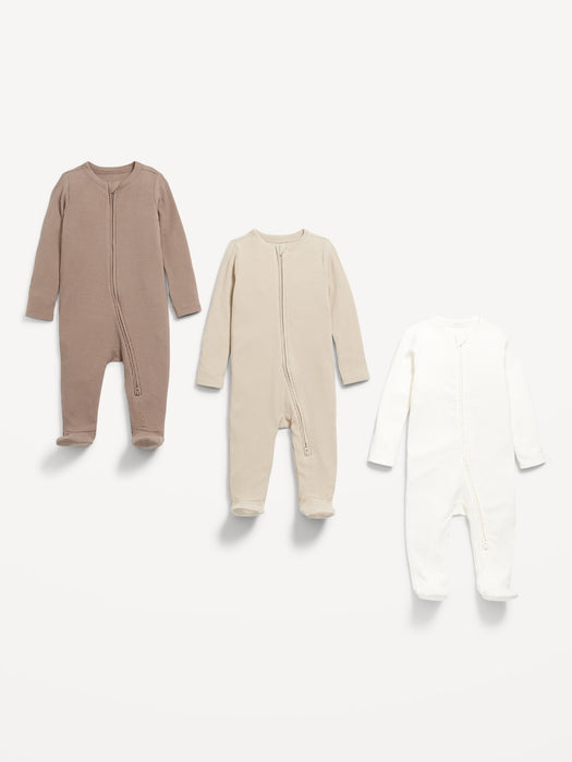 Unisex 2-Way-Zip Sleep & Play Footed One-Piece 3-Pack for Baby