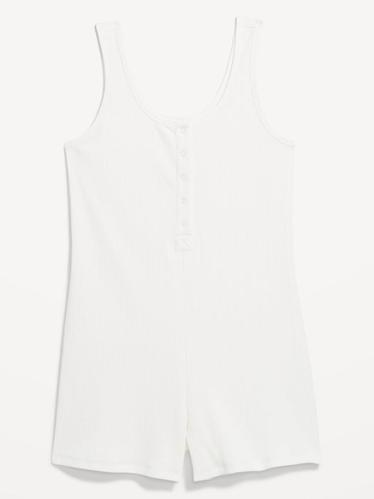 Rib Henley Pajama Romper