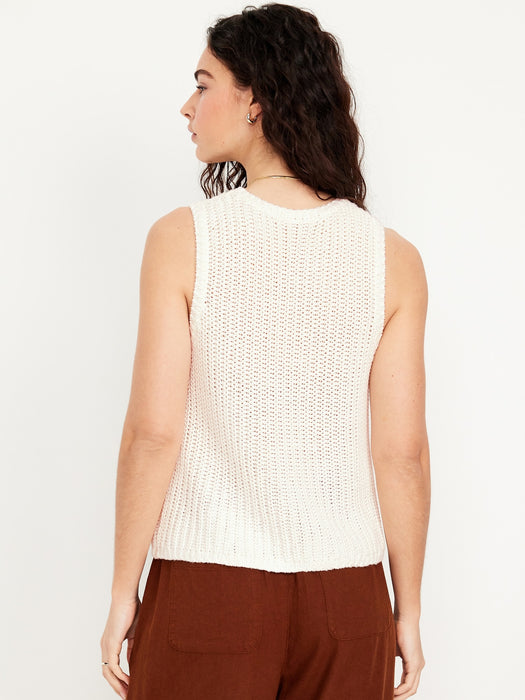 Sleeveless Open-Stitch Sweater
