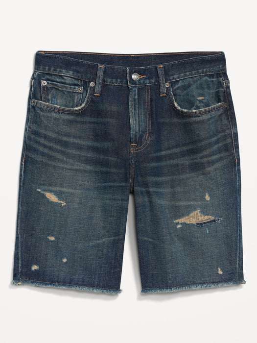 Slim Built-In Flex Jean Raw-Edge Shorts -- 9.5-inch inseam