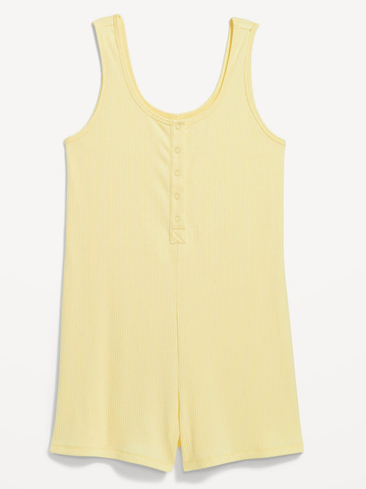 Rib Henley Pajama Romper