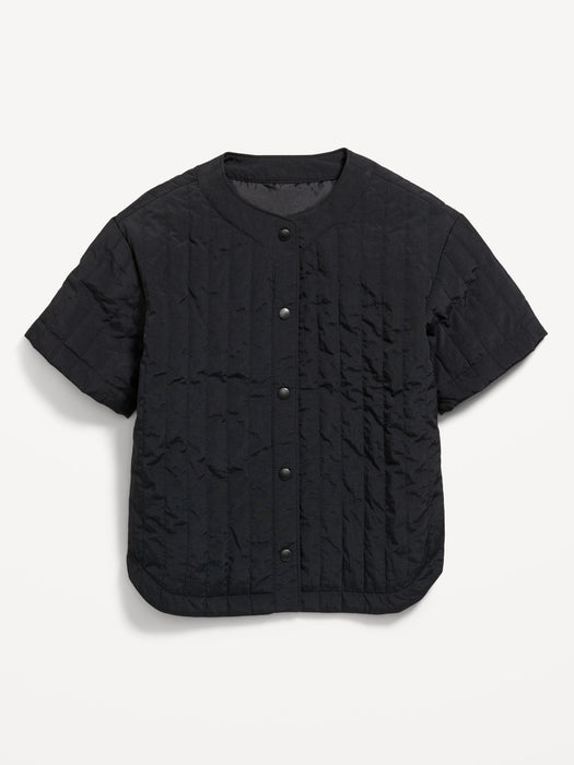 Oversized Quilted Baseball Jacket for Boys