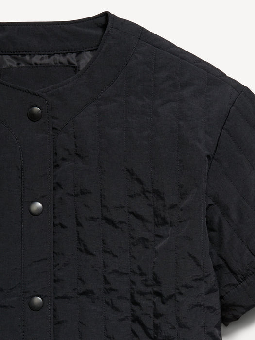 Oversized Quilted Baseball Jacket for Boys