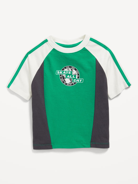 Oversized Color-Block Graphic T-Shirt for Toddler Boys
