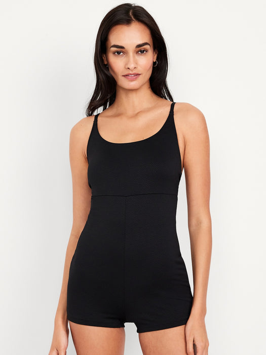 Textured Swim Romper