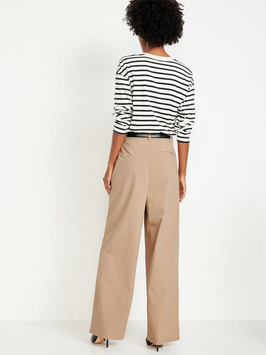 Extra High-Waisted Poplin Taylor Wide-Leg Trouser Pants