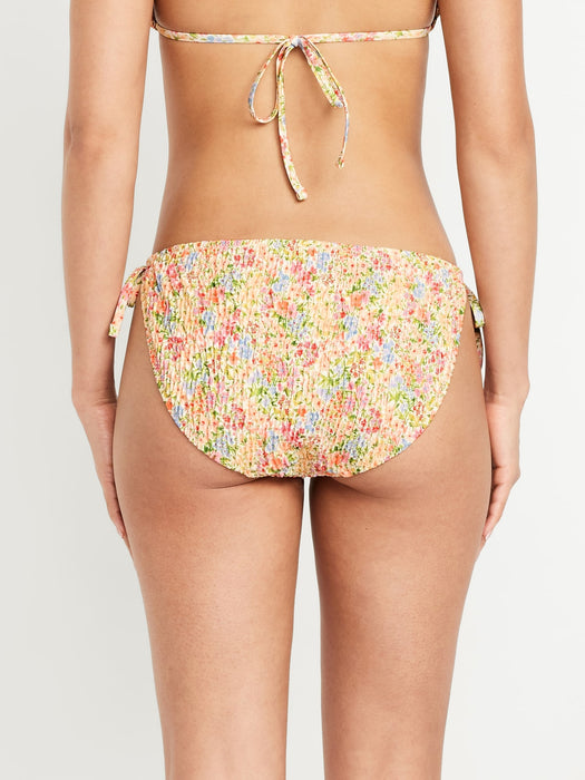 Mid-Rise Textured String Bikini Swim Bottoms