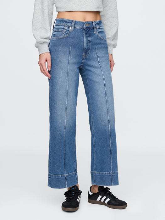 High Rise Stride Wide-Leg Ankle Jeans