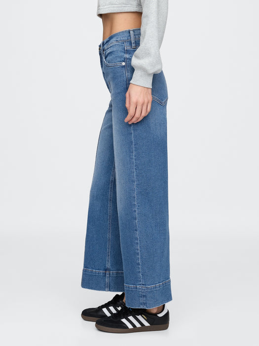 High Rise Stride Wide-Leg Ankle Jeans
