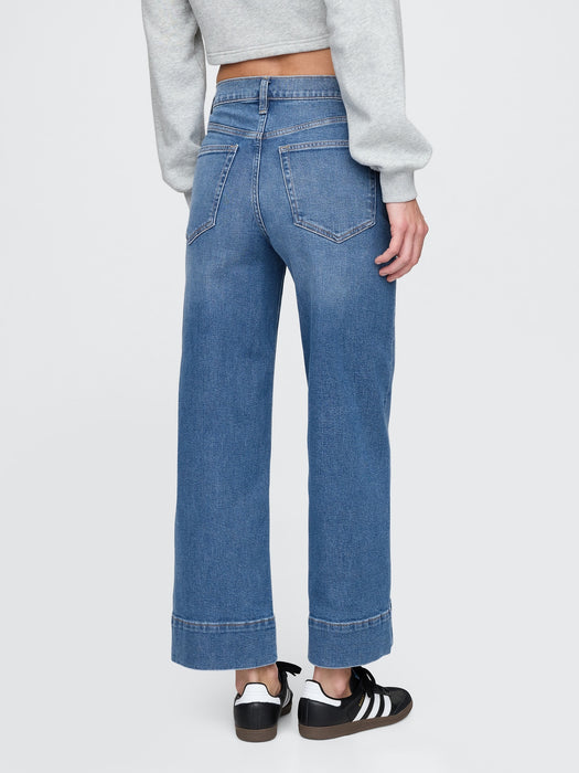High Rise Stride Wide-Leg Ankle Jeans