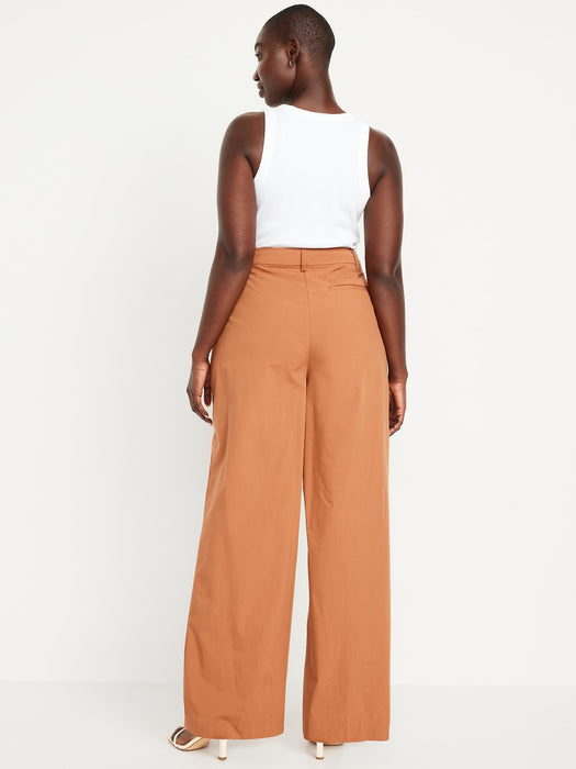 Extra High-Waisted Poplin Taylor Wide-Leg Trouser Pants